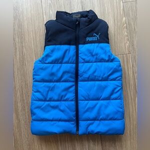 Puma Kid's Size XS 5/6 Puffer Vest Jacket Blue Sporty Play Sport Casual